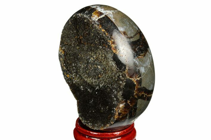 Septarian Dragon Egg Geode - Black Crystals #183154